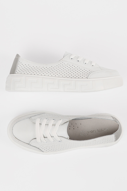 Witte leren dames sneakers met veters... Witte leren dames sneakers met veters...