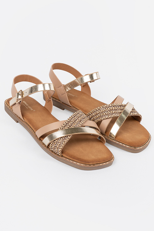 Weiße Damen-Sandalen auf flachem... Weiße Damen-Sandalen auf flachem...