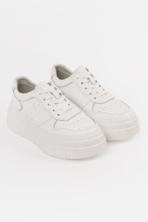 Witte leren dames sneakers met...