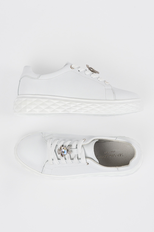 Witte leren dames sneakers met gesp... Witte leren dames sneakers met gesp...