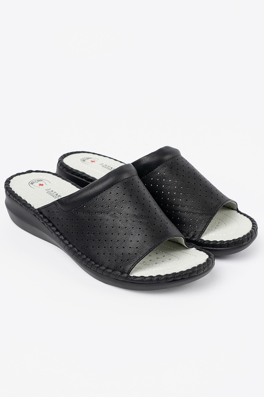 Slippers met leren inlegzolen in zwart