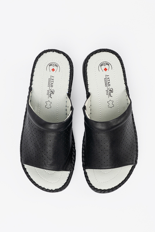 Slippers met leren inlegzolen in zwart