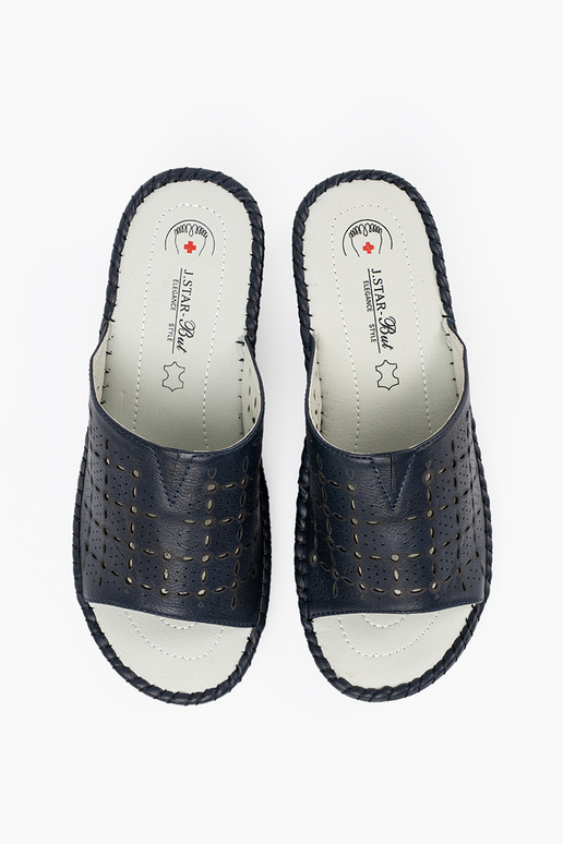 Dames slippers op platform in blauw