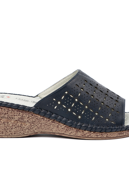 Dames slippers op platform in blauw