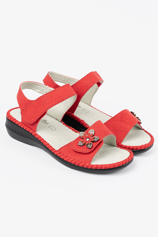 Sandalen met leren inlegzolen in rood Sandalen met leren inlegzolen in rood