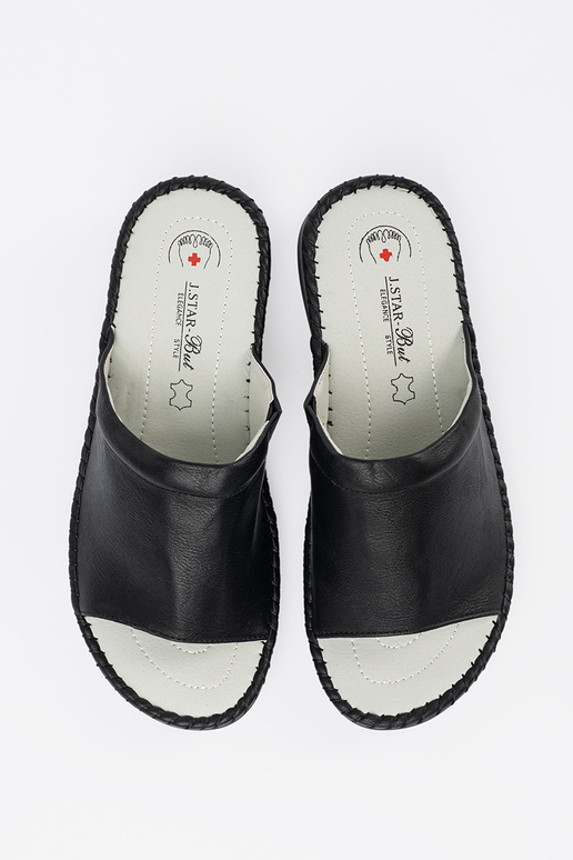 Zwarte dames slippers met leren...