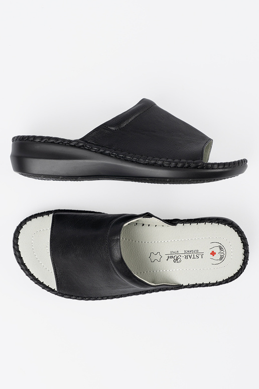 Zwarte dames slippers met leren...