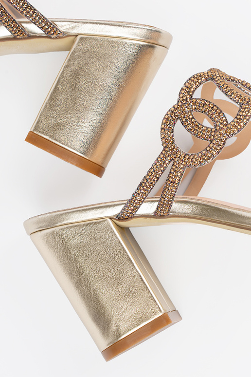 Goldfarbene Slipper mit Absatz,...