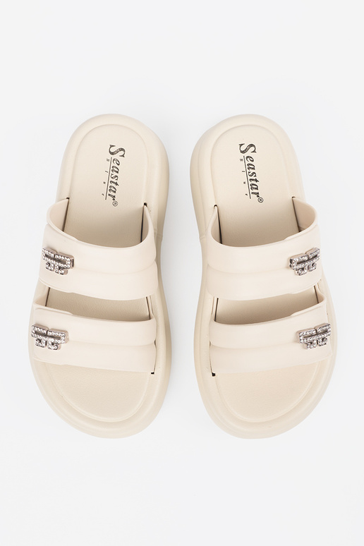 ivoor slippers dames met platform ivoor slippers dames met platform