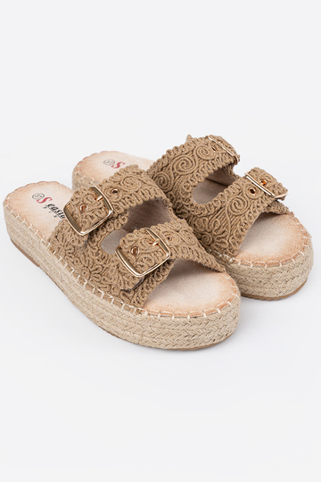 Slippers beige gevlochten... 2