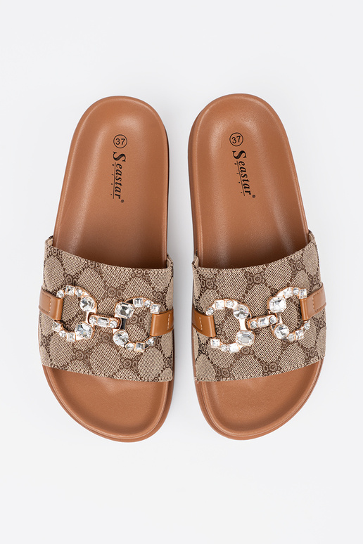 bruine kleur slippers ze zdobieniem bruine kleur slippers ze zdobieniem