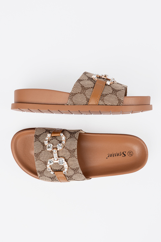 bruine kleur slippers ze zdobieniem bruine kleur slippers ze zdobieniem