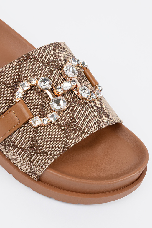 bruine kleur slippers ze zdobieniem bruine kleur slippers ze zdobieniem