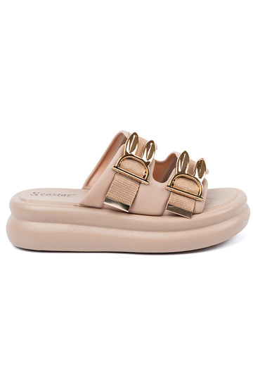 Mules beige avec boucles...