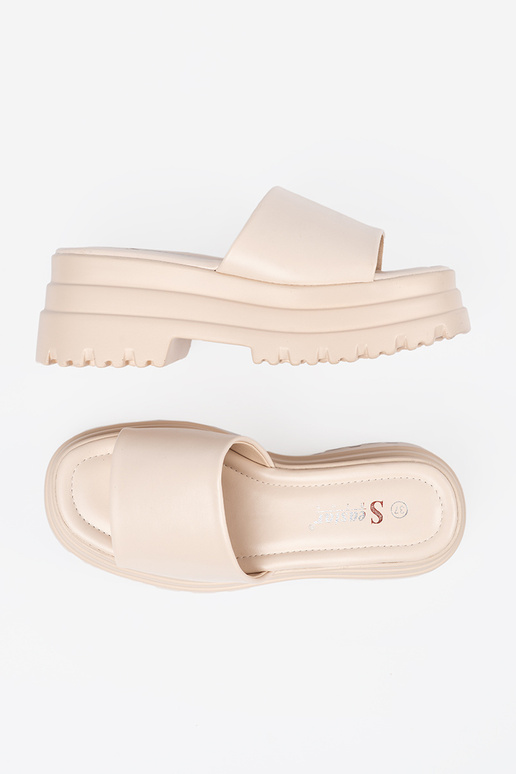 Slippers met platform helderbeige Slippers met platform helderbeige