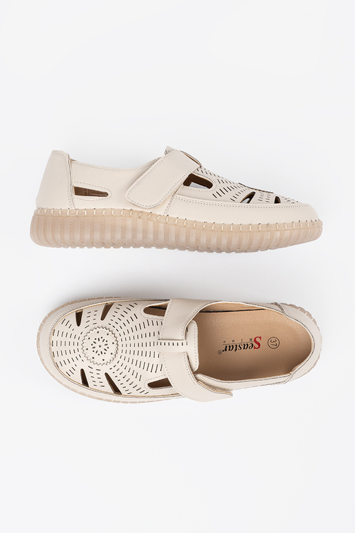 chaussures de femme ajouré Velcro beige chaussures de femme ajouré Velcro beige