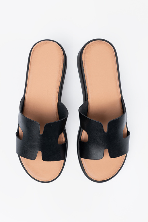 Zwarte dames slippers met platform Zwarte dames slippers met platform