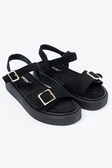 Schwarze Sandalen mit Schnalle 2