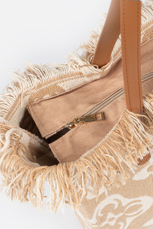 Beige strandtas over schouder Beige strandtas over schouder