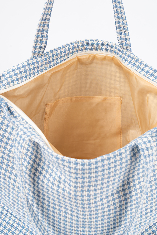 Strandtas / tas met blauw-wit geruit...