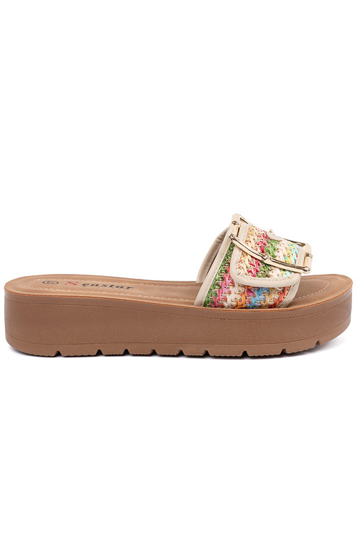 Multikleurige slippers met gespen