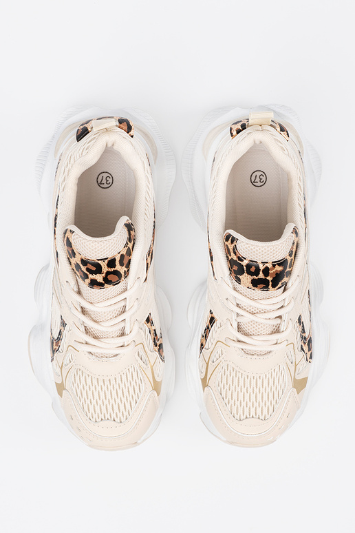 Sandkleurige sportieve schoenen met...