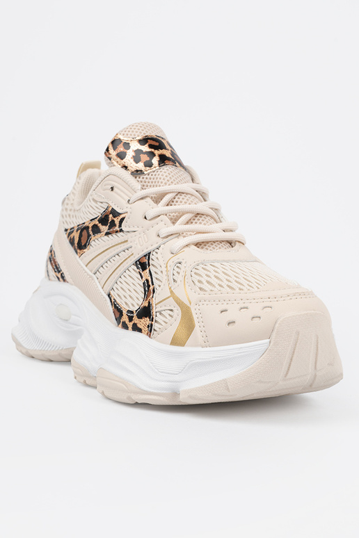 Sandkleurige sportieve schoenen met...