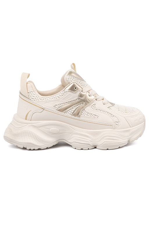 Elfenbeinfarbene Sportschuhe auf...