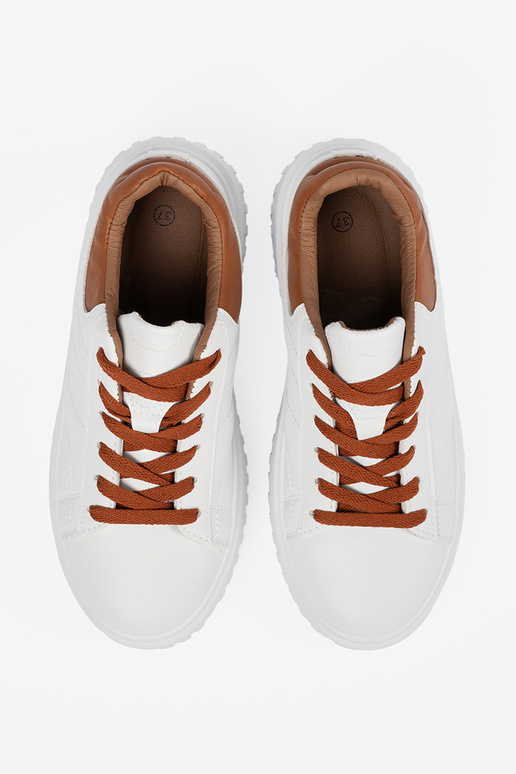 Weiße Sportschuhe im Stil mit braunen...