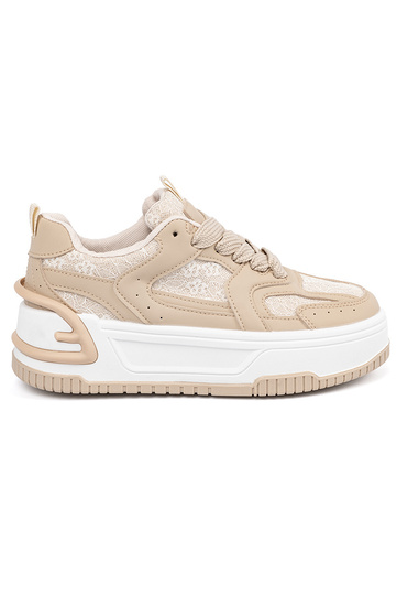Zandkleurige dames sneakers...