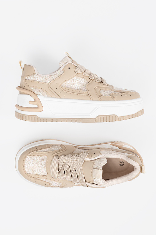 Beige Freizeit-Schuhe für Frauen mit... Beige Freizeit-Schuhe für Frauen mit...