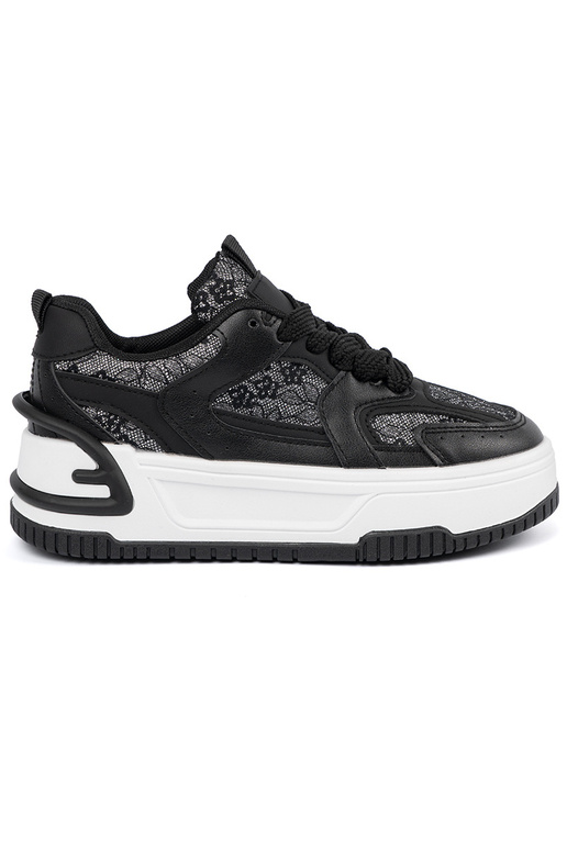 Zwart-witte dames sneakers met veters Zwart-witte dames sneakers met veters