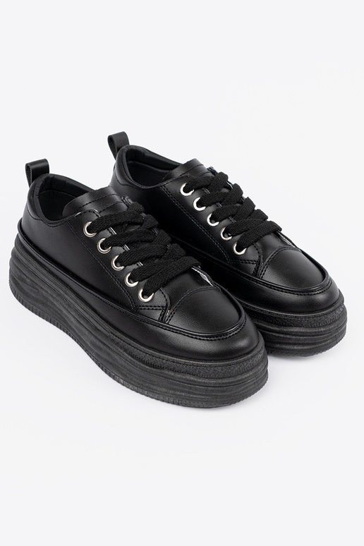 Schwarze Freizeit-Schuhe mit Plateau Schwarze Freizeit-Schuhe mit Plateau