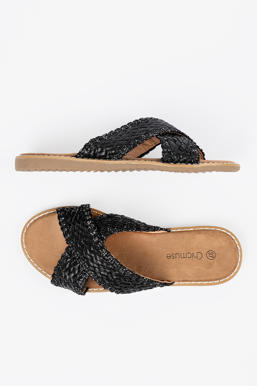 Chaussons noirs pour femmes avec motifs