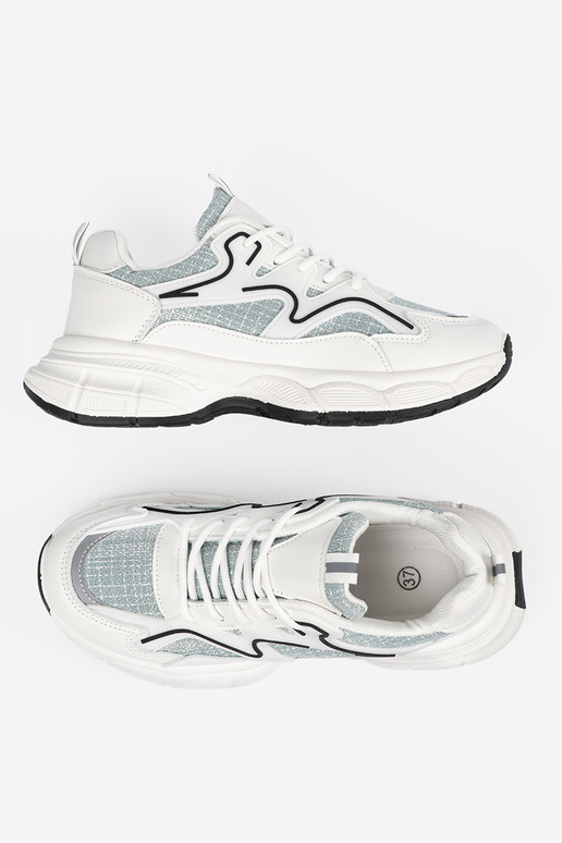 Baskets de style sportif blanc-vert...