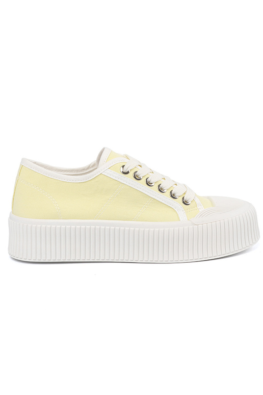 Bottes jaunes avec lacets sur semelle...