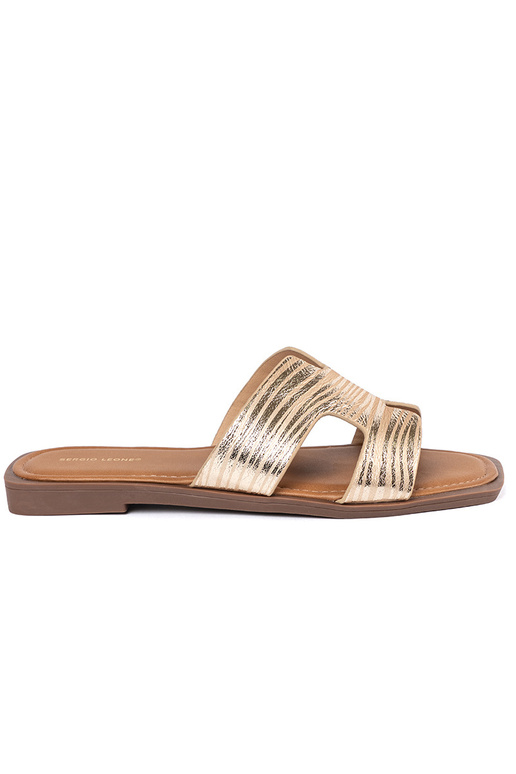 Goldene Hausschuhe mit quadrater Spitze