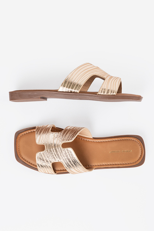 Chaussons dorés à bout carré