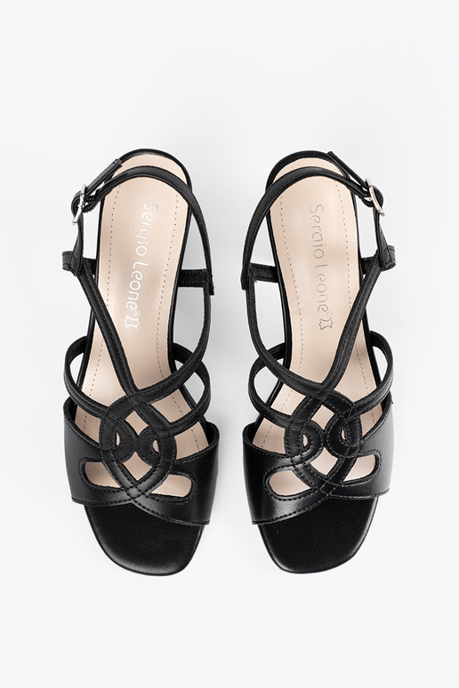 Zwarte dames sandalen op hoge hakken