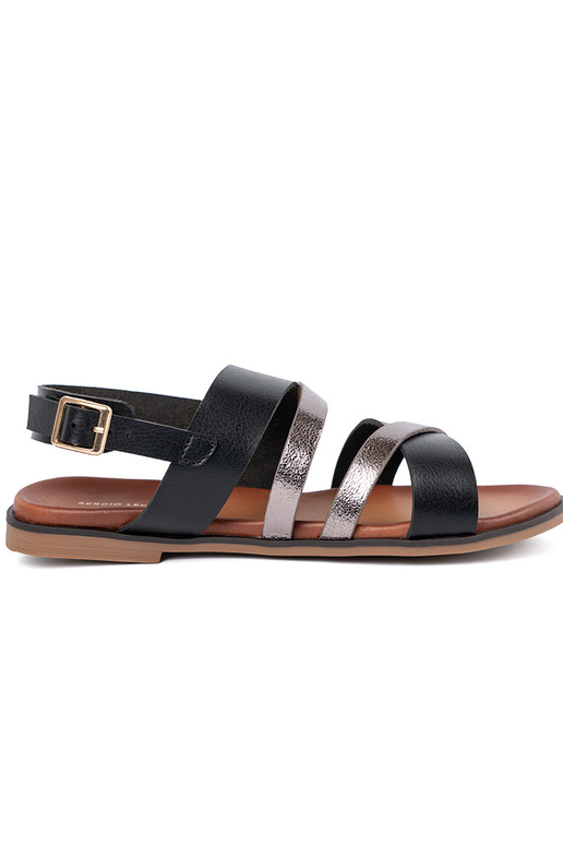 Goldfarbene Sandalen mit niedrigem... Goldfarbene Sandalen mit niedrigem...
