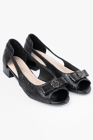 Peeptoes mit Riemen in schwarz 2