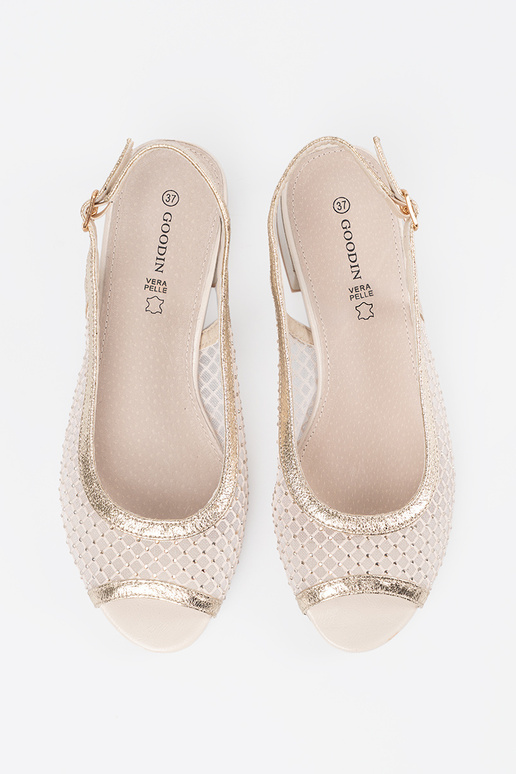 Sandalen met decoratief net in gouden...