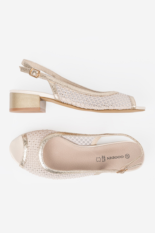 Sandalen met decoratief net in gouden...