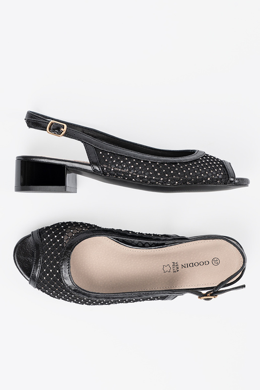 Sandalen met decoratief net in zwarte...