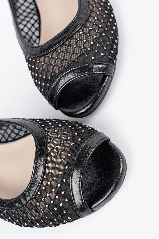 Sandalen met decoratief net in zwarte...