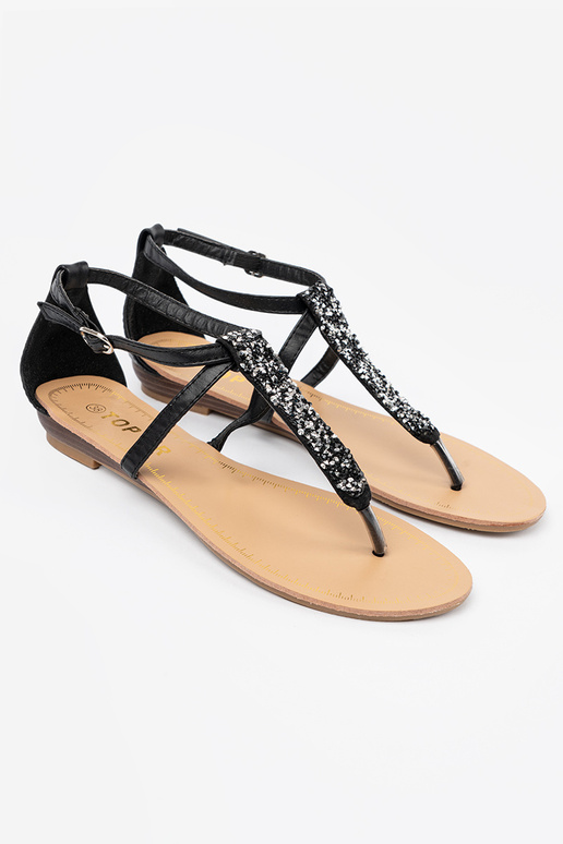 Flache schwarze Sandalen im...