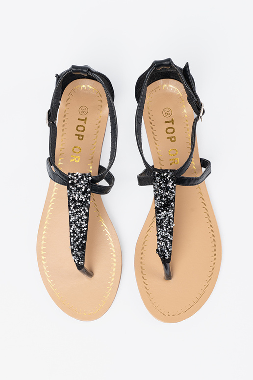 Flache schwarze Sandalen im...