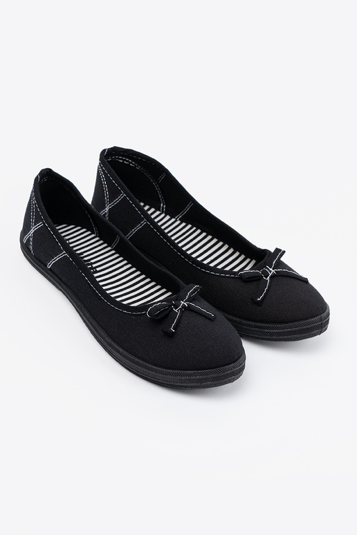 Schwarze Stoff Ballerinas mit Schleife