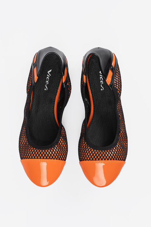 Orange Ballerinas mit schwarzem Netz