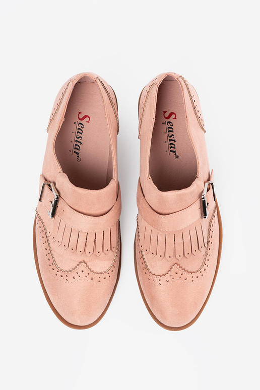 Rosa flache Mokassins aus Wildleder